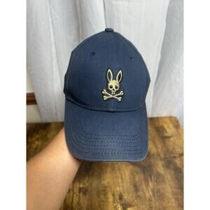 Psycho Bunny Hat Cap Strap Back Embroidered Bunny Skull Mens One Size